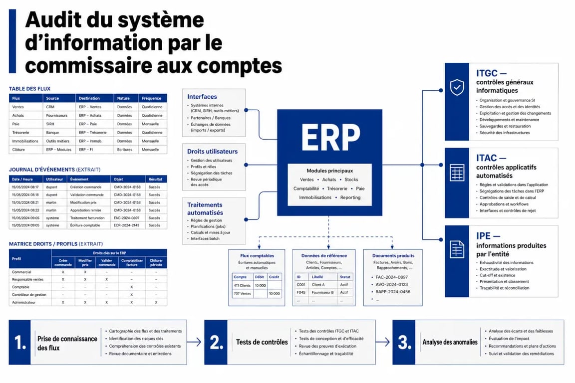 Audit système d'information commissaire aux comptes : schéma des contrôles ITGC, ITAC et IPE