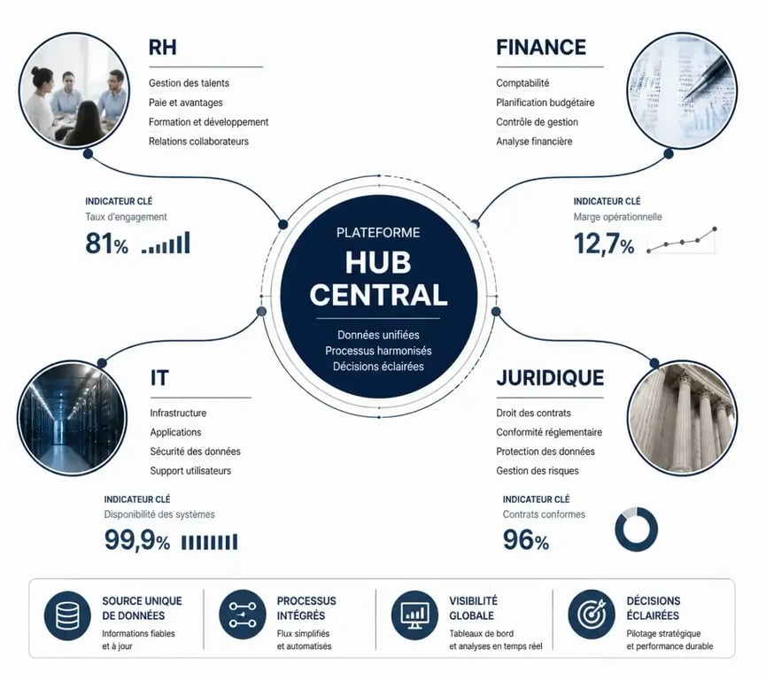 Schéma illustrant le rôle transversal des services supports en entreprise