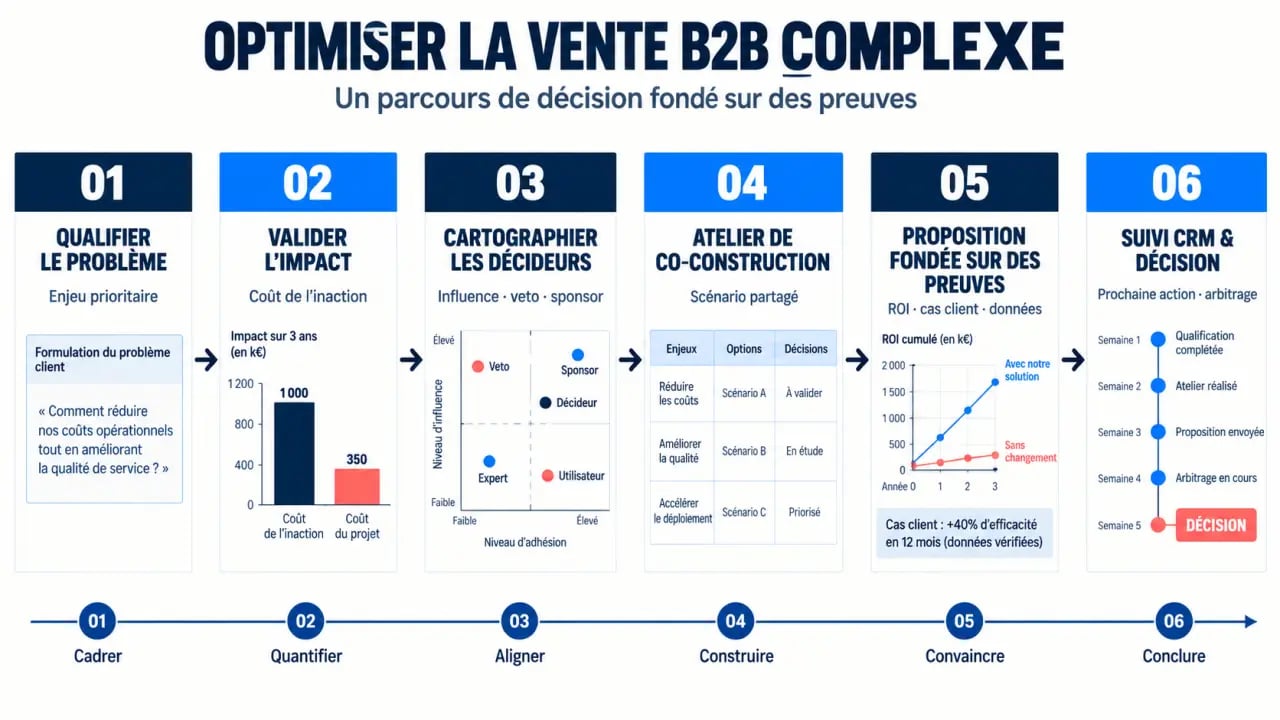 Processus de vente B2B complexe optimisé en six étapes