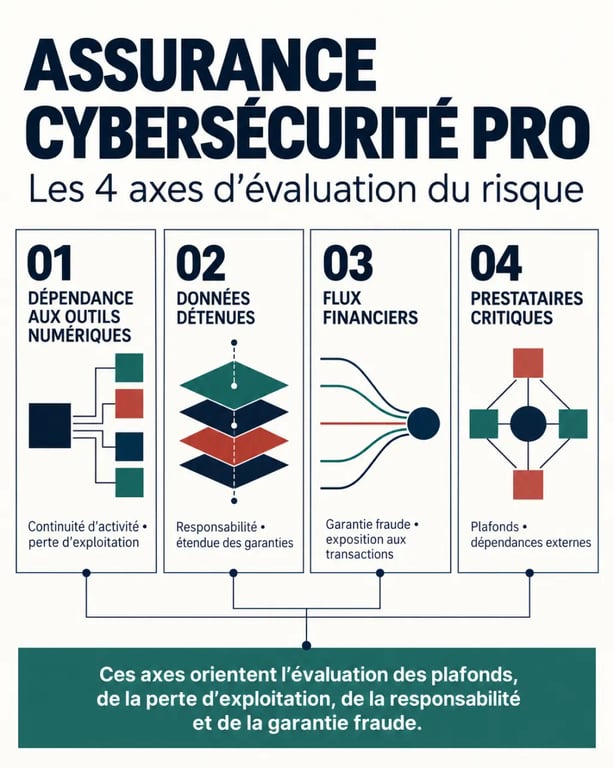 Assurance cybersécurité pro : quatre axes pour évaluer les garanties et les plafonds
