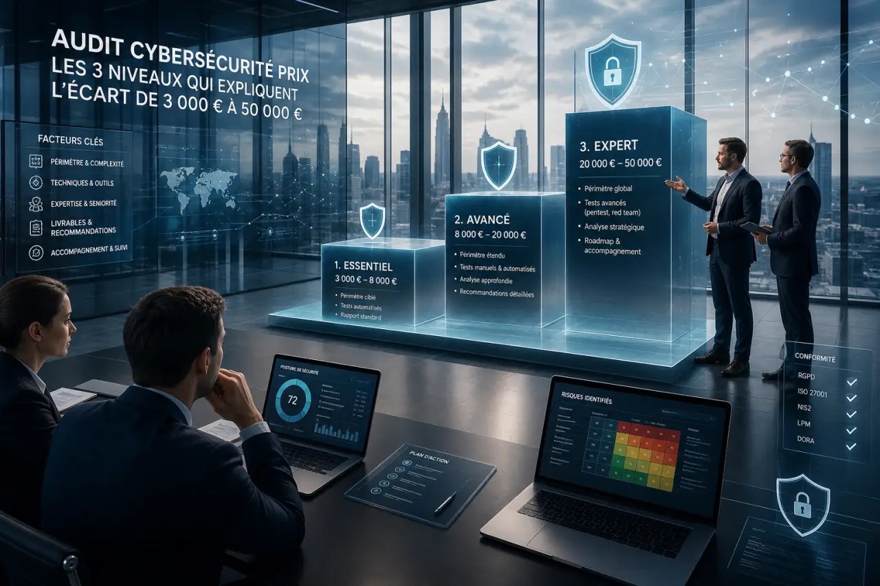 Audit cybersécurité prix : les 3 niveaux qui expliquent l’écart de 3 000 € à 50 000 €
